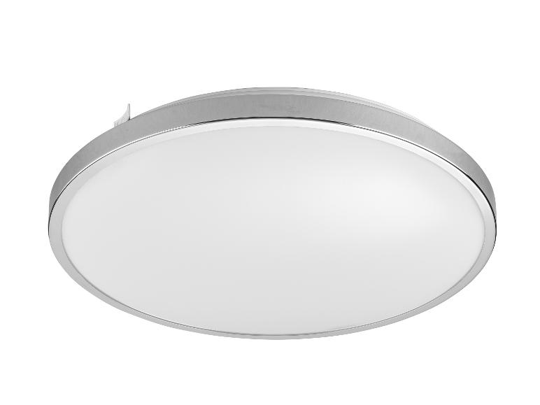 Élégant plafonnier rond avec cadre métallique.