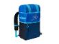 Sac à dos bleu et noir F2, style sportif.