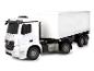 Modèle de jouet blanc d'un camion Mercedes Arocs avec une remorque blanche.