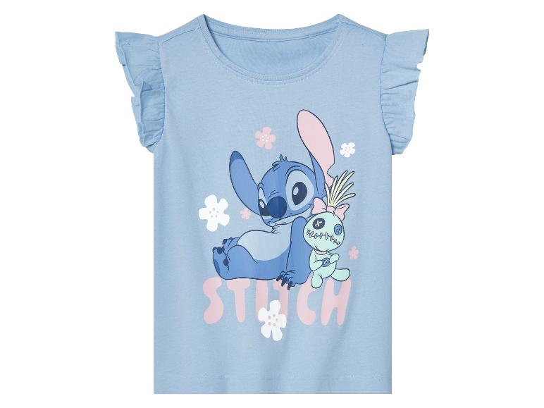 T-shirt bleu à volants avec Stitch et Angel de Disney.