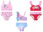 Ensembles de maillots de bain pour enfants avec imprimés de dessins animés et volants.
