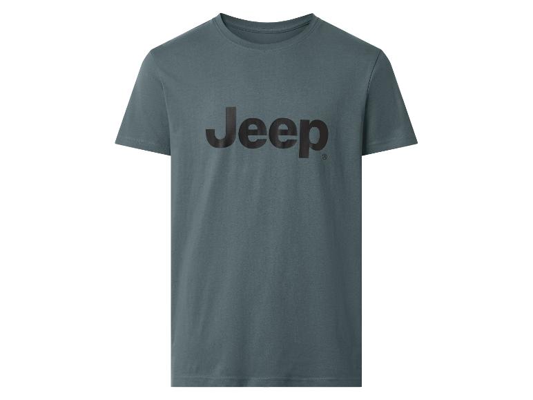 T-shirt gris foncé de marque Jeep à manches courtes et col rond.
