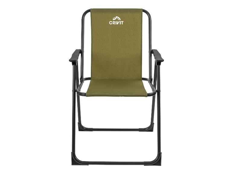Chaise de camping pliante verte avec cadre en métal noir