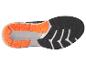 Semelle de chaussures de sport : vue de dessous, couleurs noir, orange et gris.