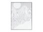 Une peinture abstraite avec des lignes ondulantes blanches sur un fond gris