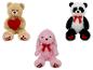 Ours en peluche, lapin en peluche et panda en peluche avec des cœurs rouges
