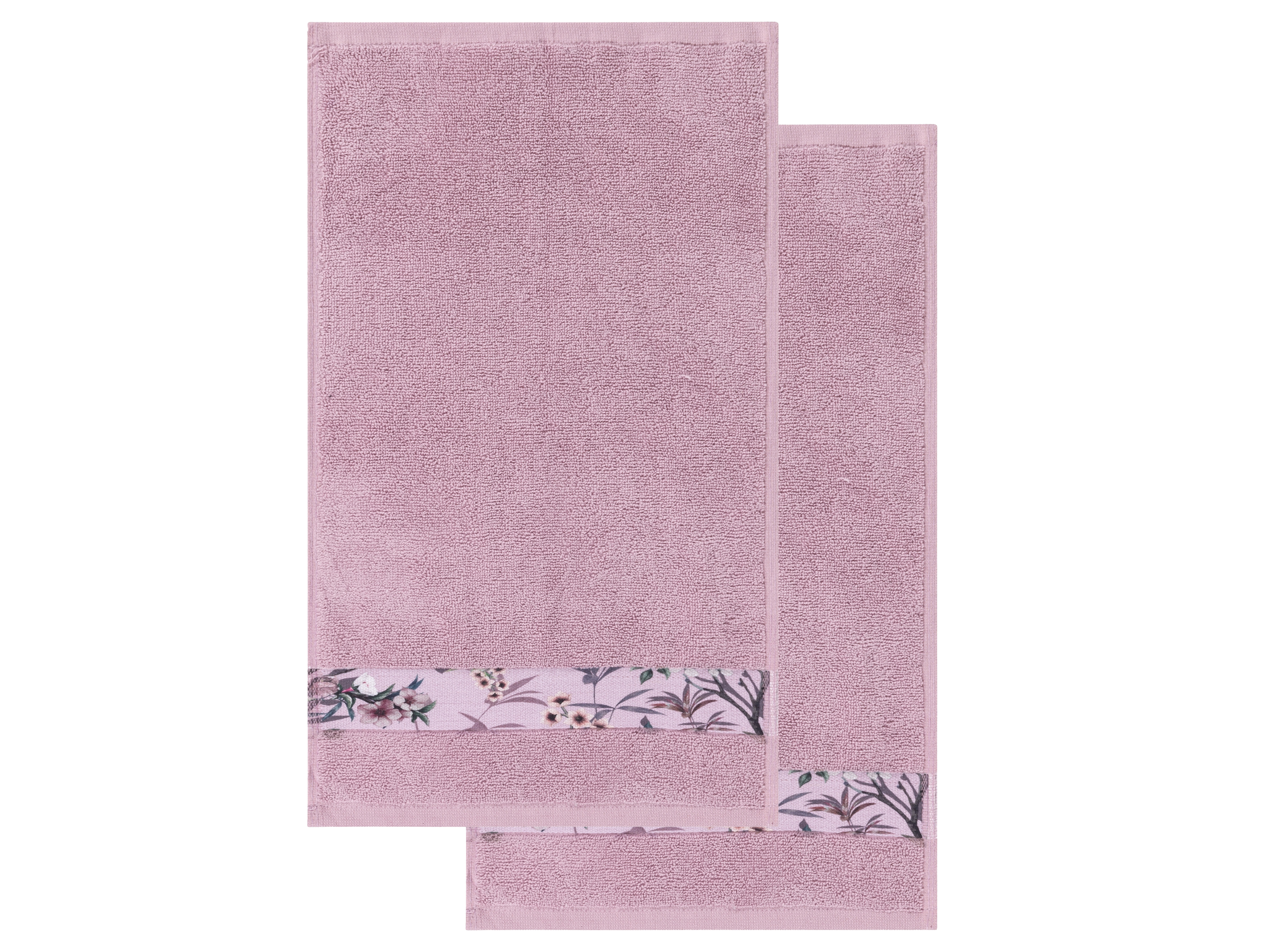 LIVARNO home Lot de 2 serviettes invités en éponge, 30 x 50 cm (Imprimés fleurs roses)
