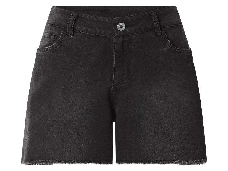 Short en jean noir avec ourlet effiloché
