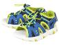 Sandales enfant bleu et vert, lacets ajustables.