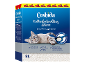 Emballage de litière pour chat avec une image de chat et des informations sur le produit.