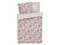 Parure de lit avec motif aquarelle rose et marron.