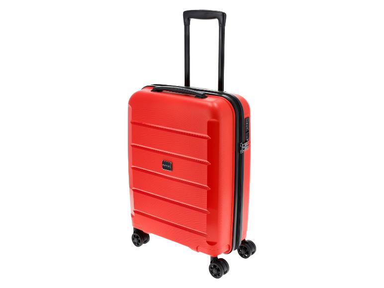 Valise de cabine rigide Esmara rouge avec poignée télescopique et roulettes