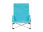 Chaise pliante turquoise pour extérieur, idéale pour la plage ou le camping.