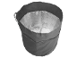Panier de courses isotherme gris avec intérieur argenté et cordon de serrage.
