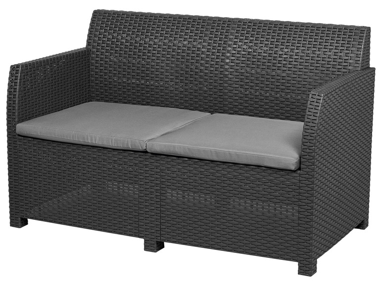 Salon de jardin, 4 pièces, anthracite/gris