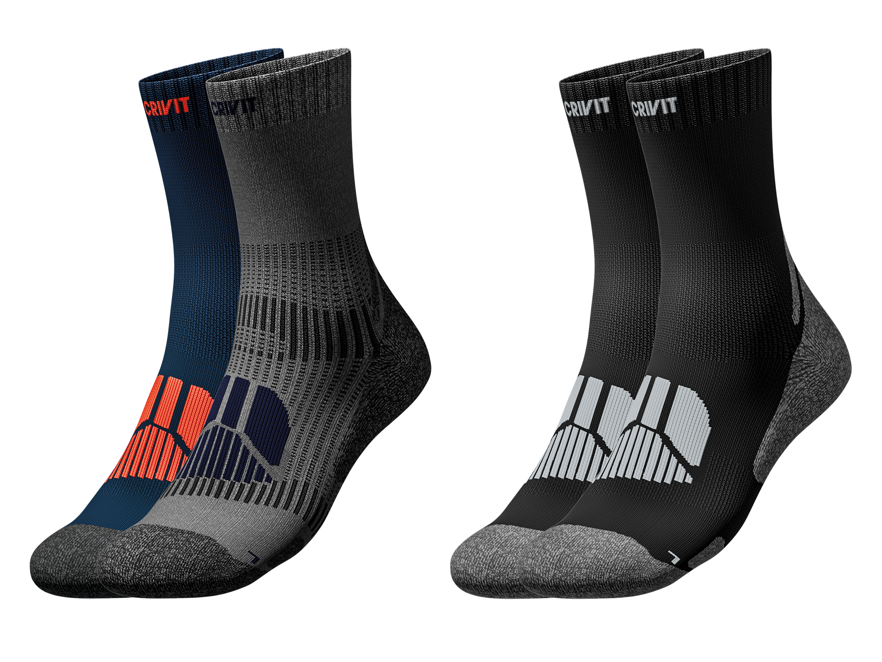 CRIVIT Lot de 2 paires de chaussettes de trekking homme