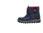 Botte d'hiver enfant bleu marine et rose avec l'inscription 'WATERPROOF'.