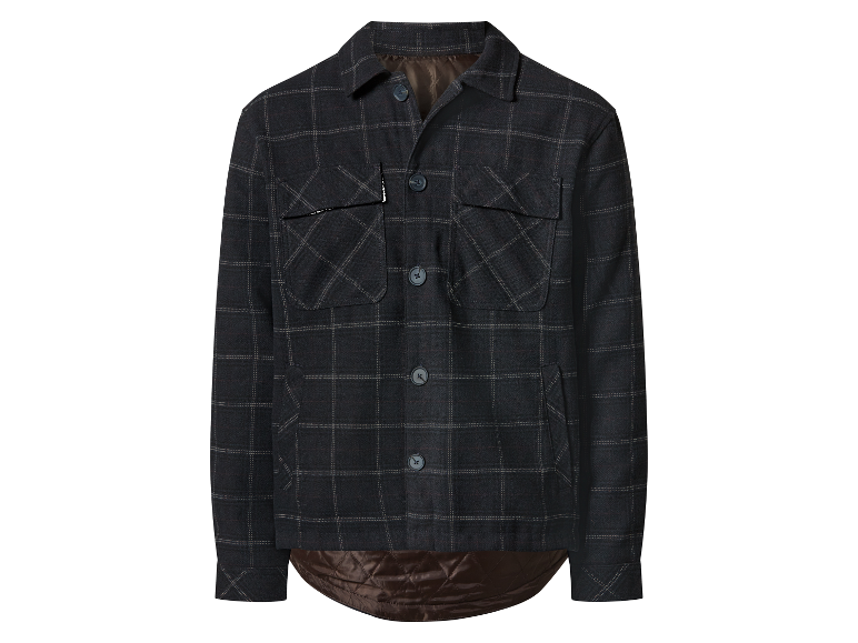 Veste à carreaux avec doublure matelassée.