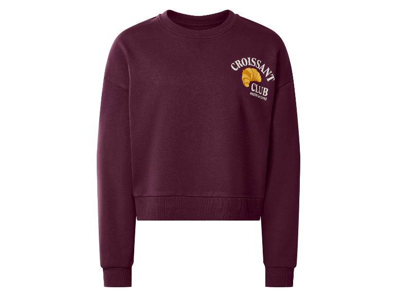 Sweat-shirt bordeaux avec un logo 'Croissant Club' et une image de croissant.