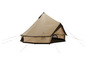 Une tente beige avec une bordure brun foncé