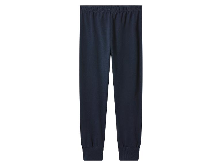 Pantalon de survêtement bleu foncé pour homme avec taille et chevilles élastiques.
