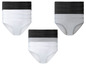 Trois paires de culottes pour femmes, en blanc, gris et noir.