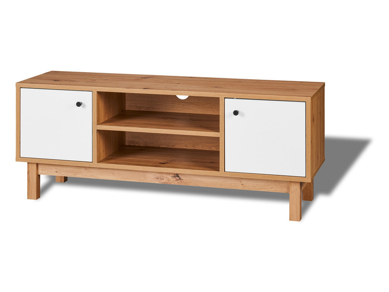 Aller en mode plein écran : Meuble bas Copenhagen, 113 x 45 x 35 cm, imitation chêne/blanc - Image 1