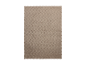 Doux tapis beige à motif quadrillé.