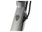 Gros plan sur un vélo électrique gris avec un voyant LED rouge sur le bouton marche/arrêt.