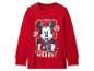 Sweat-shirt rouge à manches longues avec un motif de Noël Mickey Mouse et le texte „MERRY!“