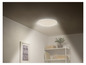 Un luminaire de plafond rond avec éclairage LED intégré dans un salon moderne.