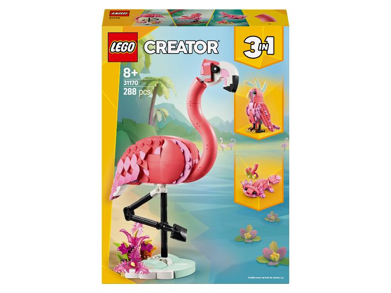 Ensemble LEGO Creator 3-en-1 flamant rose, perroquet et poisson de 288 pièces.