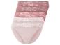 Trois paires de culottes en dentelle roses.