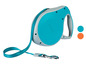 Une laisse rétractable pour chien Zoopet bleue.