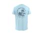 T-shirt bleu clair avec motif palmiers, soleil et vagues, et le texte « BRIGHT DAYS BOLD VIBES SUNSHINE & WAVES ».