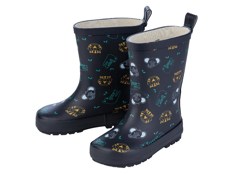 Deux paires de bottes de pluie avec un motif jungle.