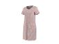 Robe femme mauve à motif pois blancs, manches courtes et col rond.