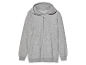 Sweat-shirt à capuche gris zippé.