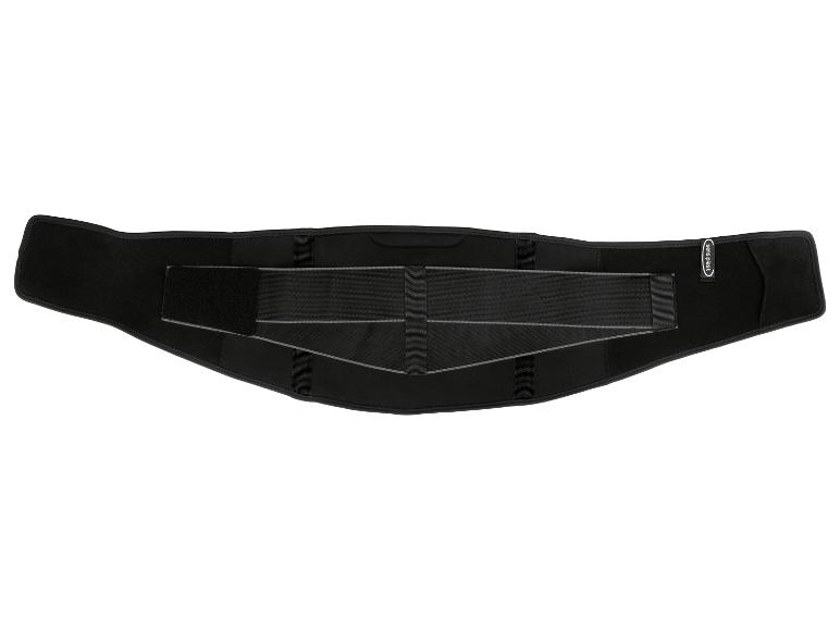 Ceinture lombaire noire Sensiplast avec bandes élastiques et fermeture velcro.
