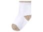 Chaussette blanche avec pointe et talon marron.
