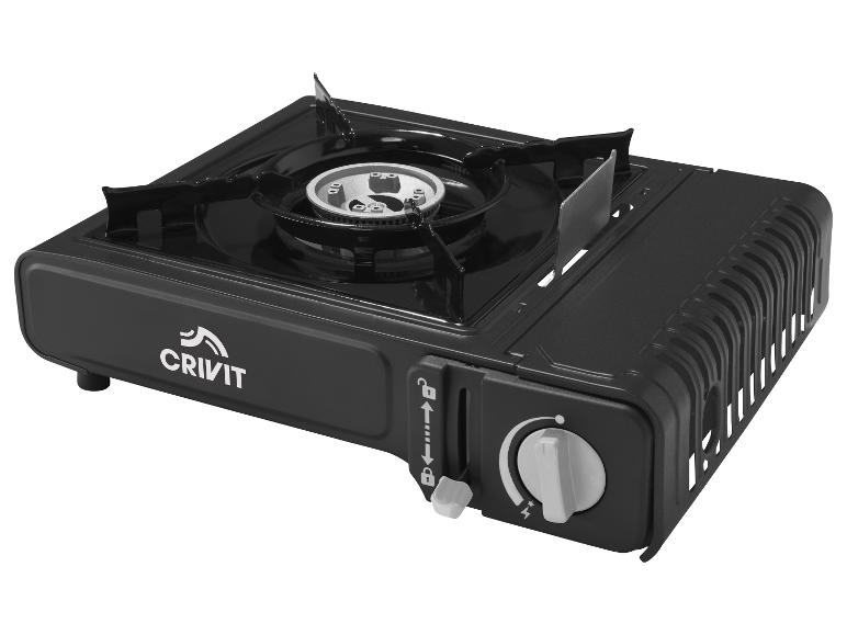 Réchaud à gaz portable noir avec un seul brûleur et bouton de commande