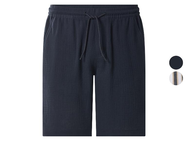 Short en coton bleu marine avec cordon de serrage réglable.