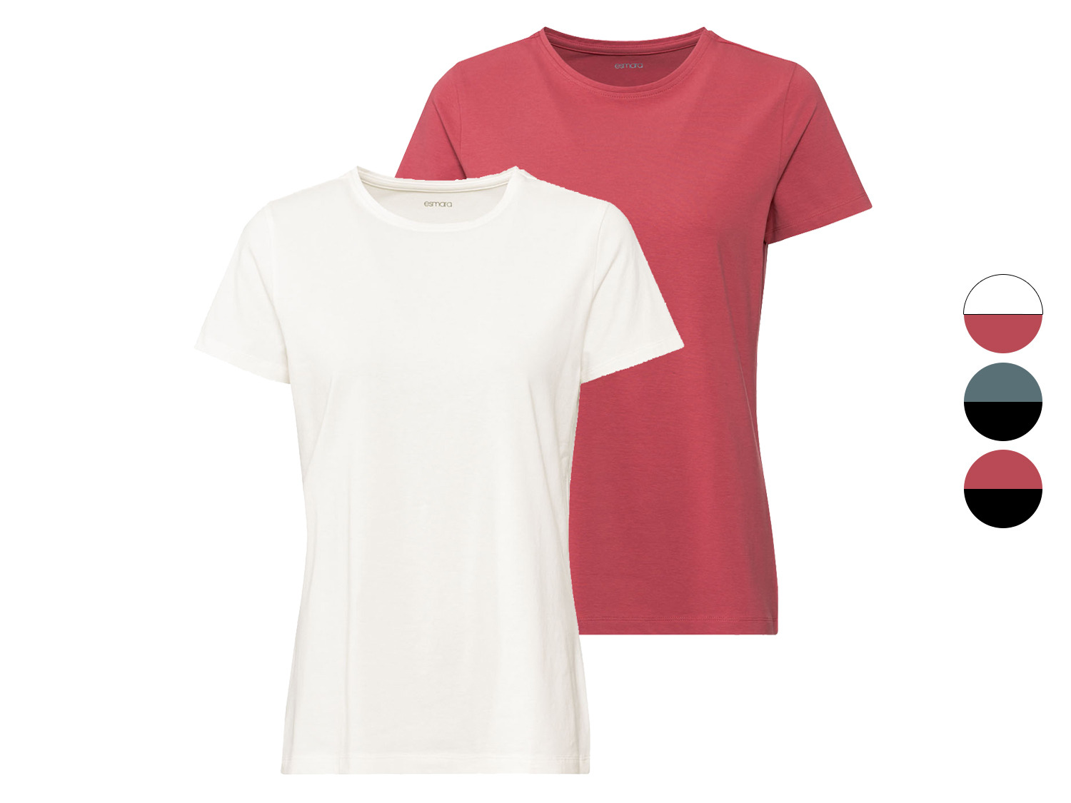 esmara® Lot de 2 t-shirts manches courtes femme