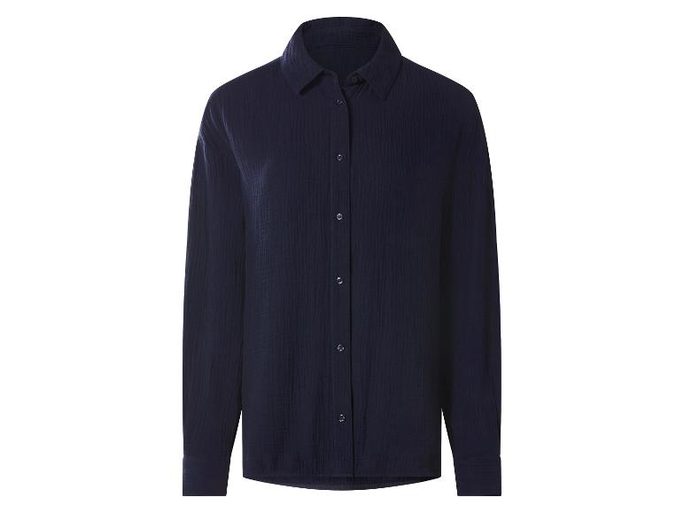 Chemise femme à manches longues bleu foncé boutonnée