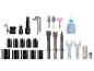 Ensemble d'outils pneumatiques avec douilles, burins, clés et accessoires.