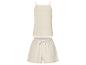 Ensemble pyjama beige à pois : débardeur et shorts.