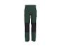 Pantalon de travail vert et noir avec genoux renforcés et poche latérale.