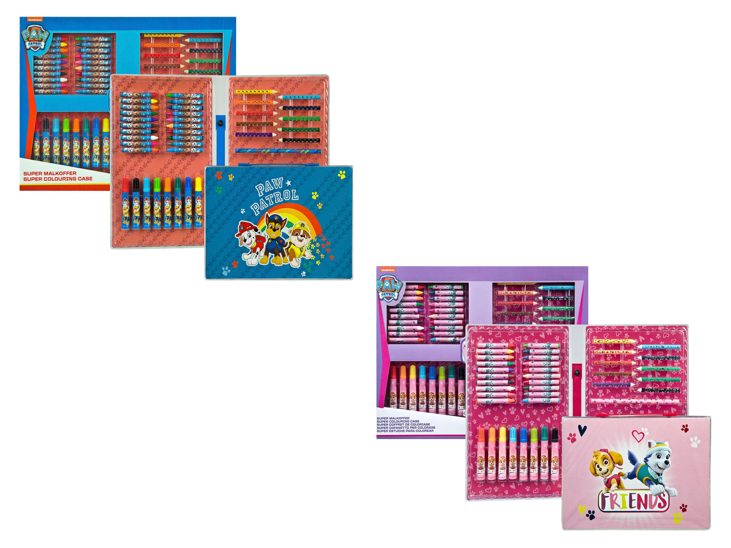 Coffret Malette dessin enfant 51 pieces Pat Patrouille - Feutres, crayons,  cire - Set Art creatif - Kit coloriage artiste et carte