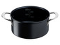 Une casserole noire avec des poignées en métal