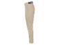 Pantalon beige clair, coupe droite, détail ceinture.